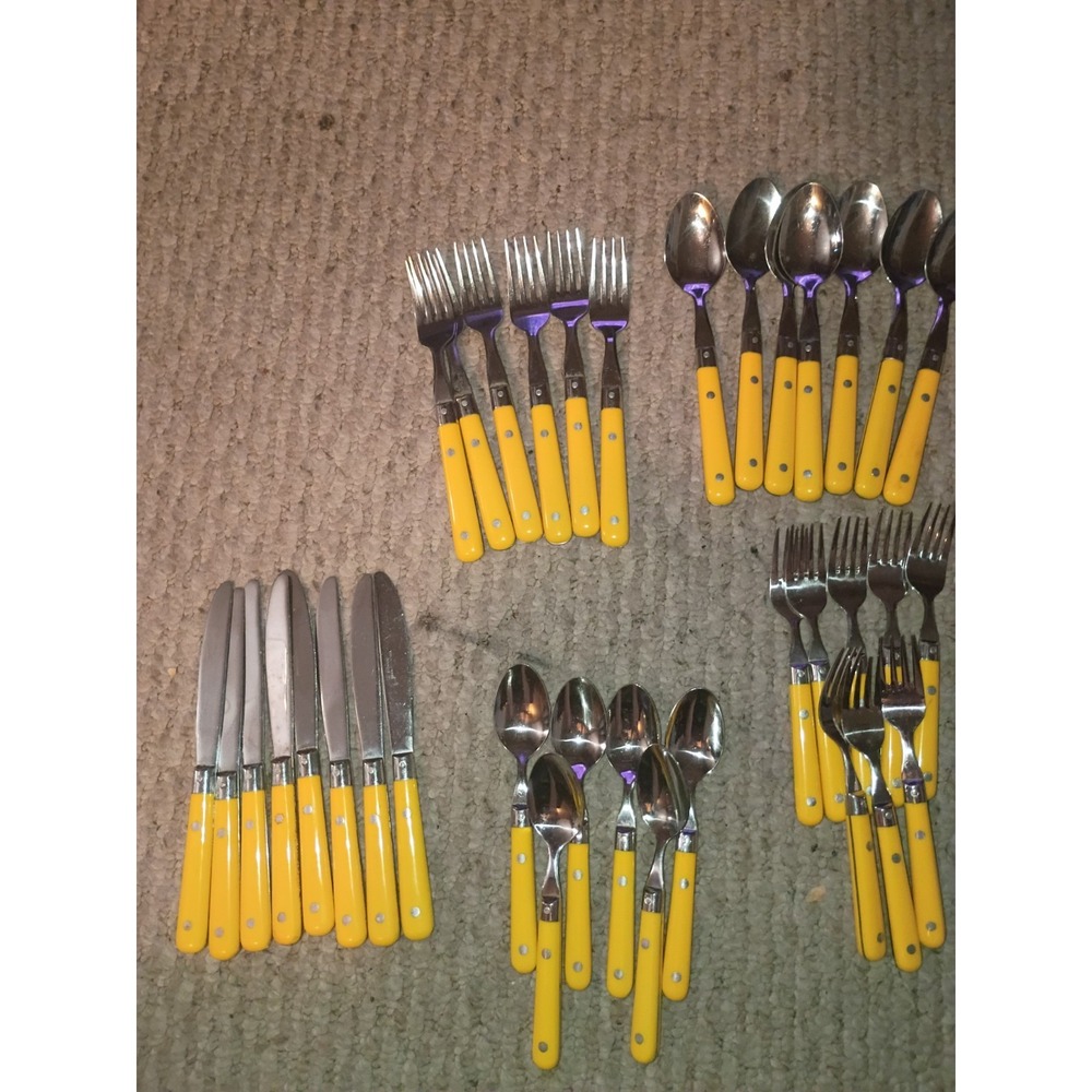 VTG MCM Carnival Yellow Silverware Assorted See Description 35 Pieces Rare
